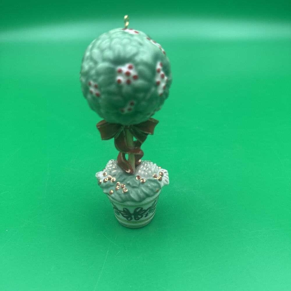 LENOX 2004 Porcelain HOLIDAY TOPIARY Christmas Ornament Potted Holly Tree NO BOX